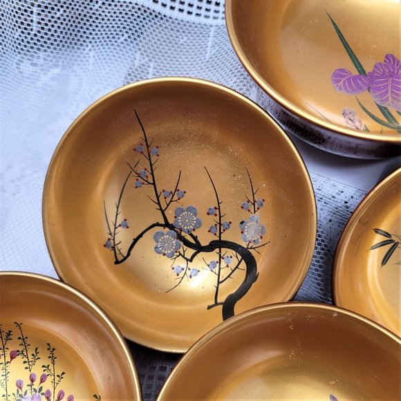 Vintage Wood Lacquer Bowl Set 11 Pc Set SZK - Picture 7 of 16